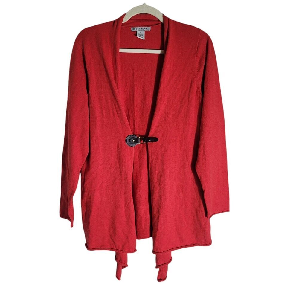 Outlander Modal Cashmere Cardigan Sweater Women's Size Large Red Holiday Casual